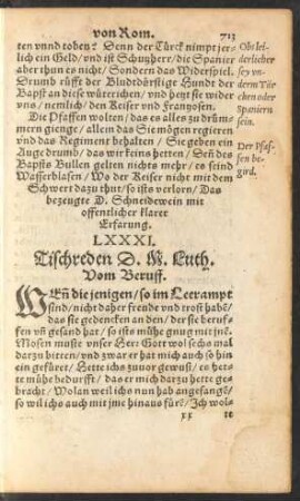 LXXXI. Tischreden D. M. Luth. Vom Beruff.