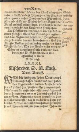 LXXXI. Tischreden D. M. Luth. Vom Beruff.