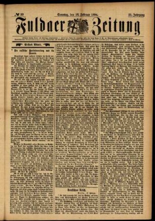 Erste Ausgabe vom Sonntag, den 18. Februar 1894.