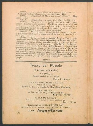 Teatro del Pueblo - (Números publicados)