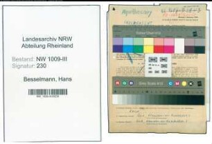 Entnazifizierung Hans Besselmann , geb. 05.04.1911 (Apotheker)