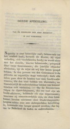 Derde afdeeling. Van de regering stad Nagasaky in het bijzonder