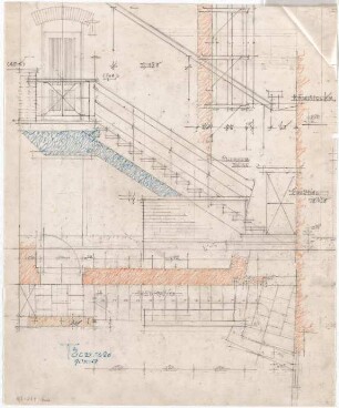 Döllgast, Hans; Bad Tölz (Bayern); Khan- Turm - Treppe (Grundriss; Ansicht; Schnitt)