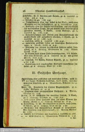 III. Geschichte überhaupt