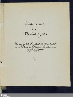 5: Uebersetzung des Fegefeuers und Paradieses in der Ausgabe der Göttlichen Komödie von Philalethes - Mscr.Dresd.e.91,Bd.5
