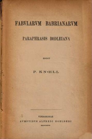 Fabularum Babrianarum paraphrasis Bodleiana