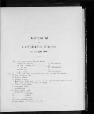 Jahresbericht des Erbschafts-Amts für das Jahr 1898.