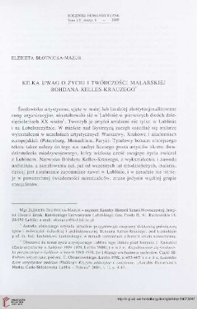 55: Kilka uwag o życiu i twórczości malarskiej Bohdana Kelles-Krauzego