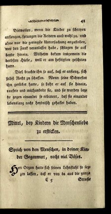 Mittel, bey Kindern die Menschenliebe zu ersticken.