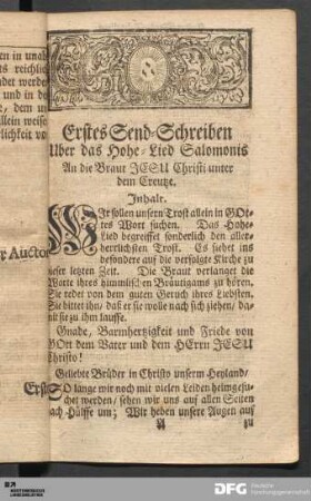 Erstes Send-Schreiben [...].