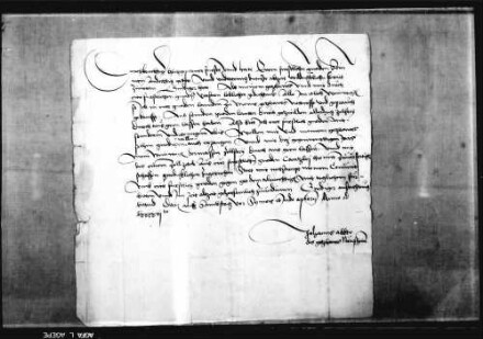 Abt Johann von Neresheim bittet den Grafen Eberhard V., wie bisher alljährlich einige Wagen Wein für das Kloster zollfrei beziehen zu dürfen.