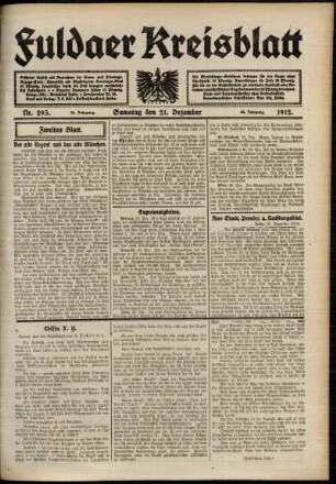 Zweite Ausgabe vom Samstag, den 21. Dezember 1912.
