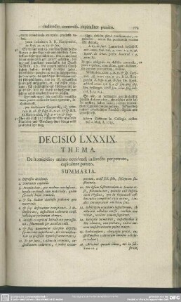 Decisio LXXXIX. De homicidio, animo occidendi indirecto perpetrato, capitaliter punito
