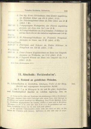 A. Bestand an geistlichen Pfründen.