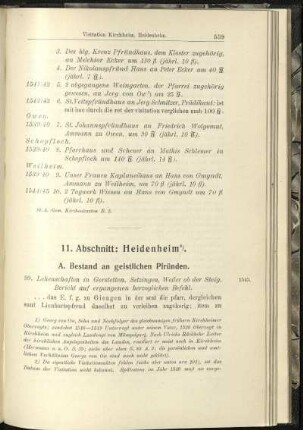 A. Bestand an geistlichen Pfründen.