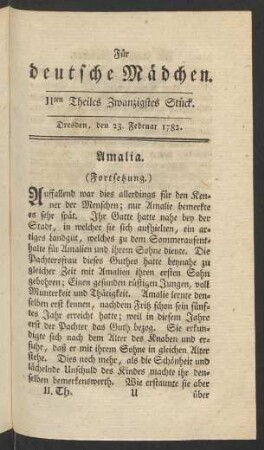IIten Theiles Zwanzigstes Stück