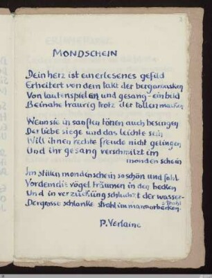 Mondschein (Mondenschein) : [SW XVI: H1(Verlaine)]; [SW XVI, S. 11/139-141] / Paul Verlaine