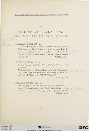 Gobelins aus dem Nachlass Exzellenz Freiherr von Dalwigk (Nr.1-9)