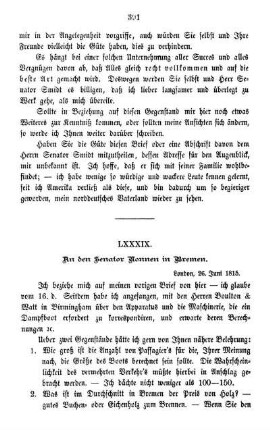 LXXXIX. An den Senator Nonnen in Bremen.
