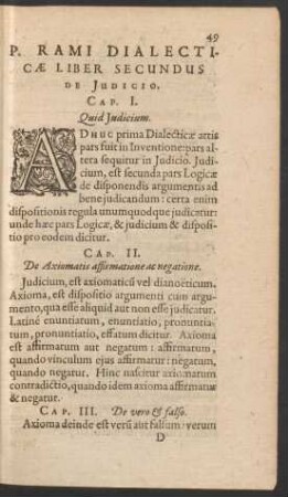 P. Rami Dialecticae Liber Secundus De Iudicio.