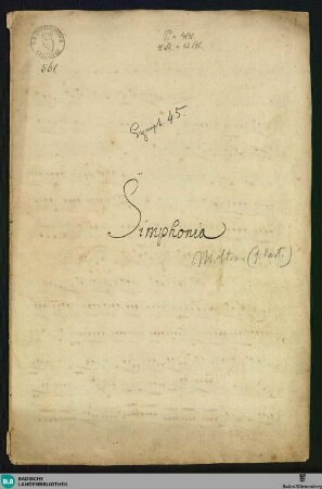 Symphonies - Mus. Hs. 561 : orch, cemb; D; BrinzingMWV 7.10