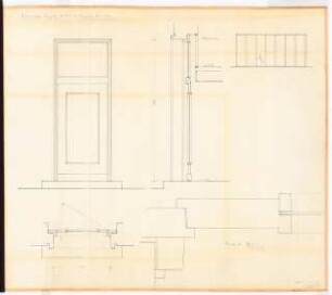 Reichsluftfahrtministerium, Berlin: Verbindungsbau: Außentür Ansicht, Grundriss 1:10, Detail 1:1