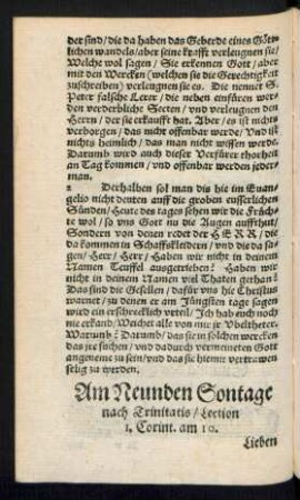 Am Neunden Sontage nach Trinitatis ...