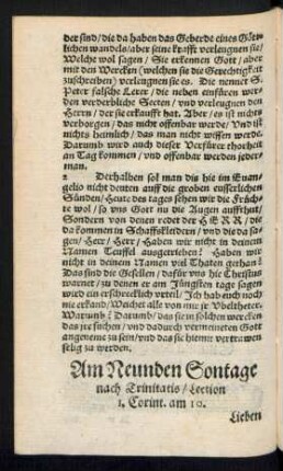 Am Neunden Sontage nach Trinitatis ...