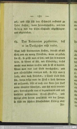 68. Das Antimonium zuzubereiten, daß es im Durchgießen nicht raubet