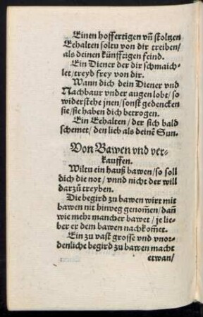 Von Bawen und verkauffen.