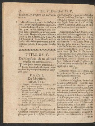 Titulus V. De Magistris, & ne aliquid exigatur pro licentia docendi
