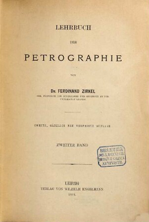 Lehrbuch der Petrographie, 2