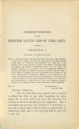 Correspondence of Princess Dorothea Lieven and Earl Grey : Edited and translated by Guy Le Strange, 3