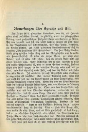 I. Bemerkungen über Sprache und Stil