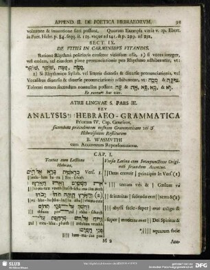 Pars III. Seu Analysis Hebraeo-Grammatica