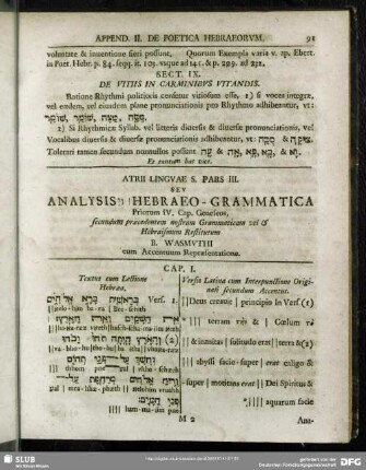 Pars III. Seu Analysis Hebraeo-Grammatica