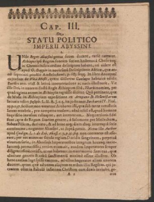 Cap. III. De Statu Politico Imperii Abyssini.