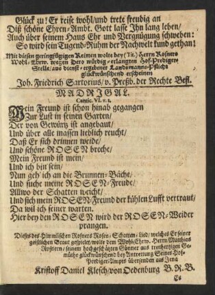 Madrigal. Cantic. VI. v.1.