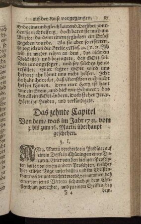 Das zehnte Capitel Von dem, was im Jahr 1731, vom 3. bis zum 16. Martii überhaupt geschehen.
