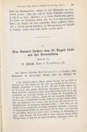 99-108 Eine Antwort Luthers vom 29. August 1540 und ihre Veranlassung