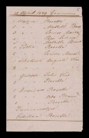 (1848/1849) Tanzkarten