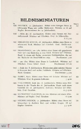 Bildnisminiaturen (Nr. 158-175)