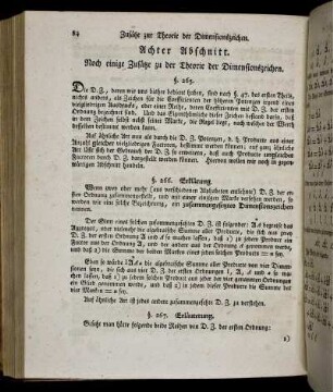 Achter Abschnitt. Noch einigen Zusätze zu der Theorie der Dimensionszeichen.