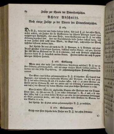 Achter Abschnitt. Noch einigen Zusätze zu der Theorie der Dimensionszeichen.