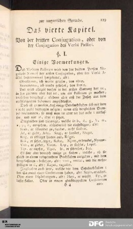 Das vierte Kapitel. Von der dritten Conjugation.