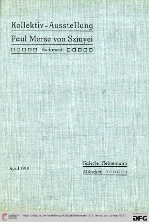 Kollektion Paul Merse von Szinyei : April 1910