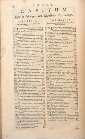 Index Capitum Quae in Principijs vitae Christianae Continentur.