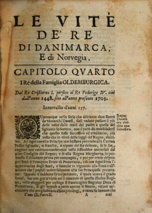 Del Mappamondo Istorico Cioè Ordinata Narrazione Dei Quattro Sommi Imperi Del Mondo Da Nino primo Imperator degli Assirj, sino à Giuseppe Austriaco E Della Monarchia Di Christo Da San Pietro Primo Papa sino à nostri di : Con l'imprese più illustri dell'Istoria antica, e moderna ..., 5,4. Che Abbraccia Le Vite De' Re Di Danimarca E Norvegia