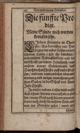 Die fünffte Predigt. Meine Sünde mich werden krencken sehr
