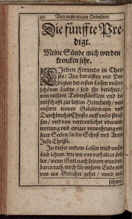 Die fünffte Predigt. Meine Sünde mich werden krencken sehr